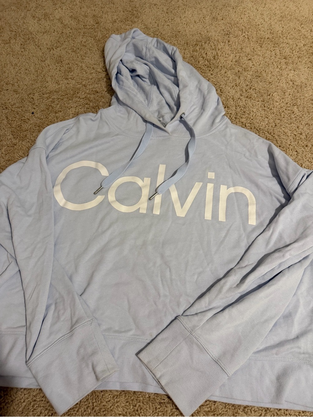 Calvin Klein Light Blue Pullover Hoodie with Large Logo size XXL